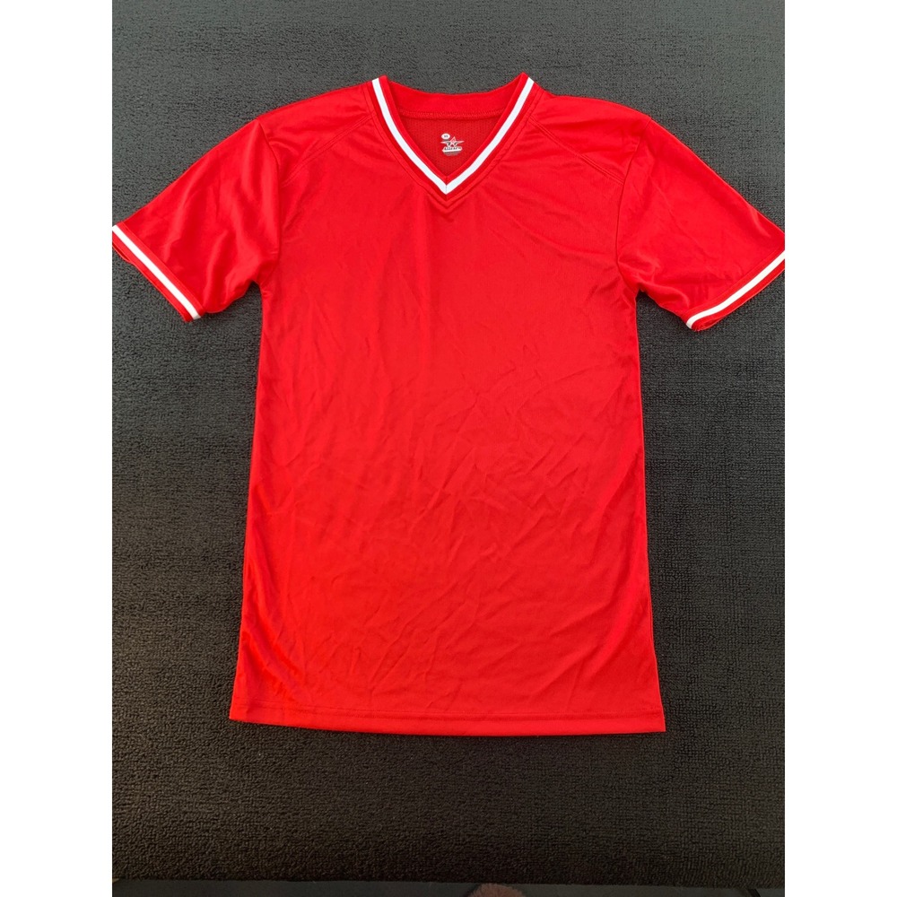 Alleson Athletic Red‎ Youth XS Soccer Jersey V Neck Short Sleeve Athletic Shirt